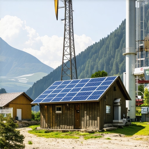 Off-grid renewable energy system combining solar, wind, and micro-hydro sources in mountains